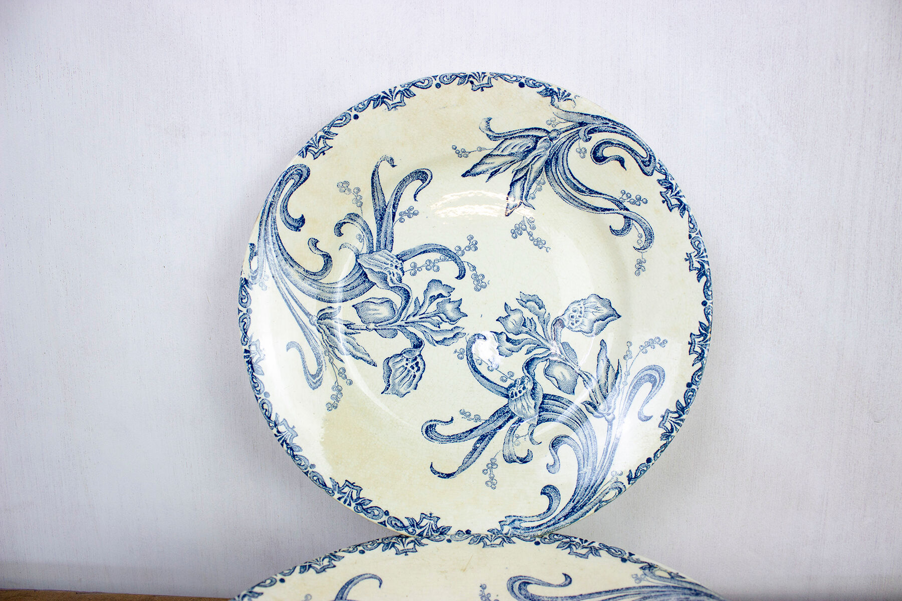 Lot de 8 assiettes plates terre de fer - modèles Iris - Léon Graves - Clairefontaine