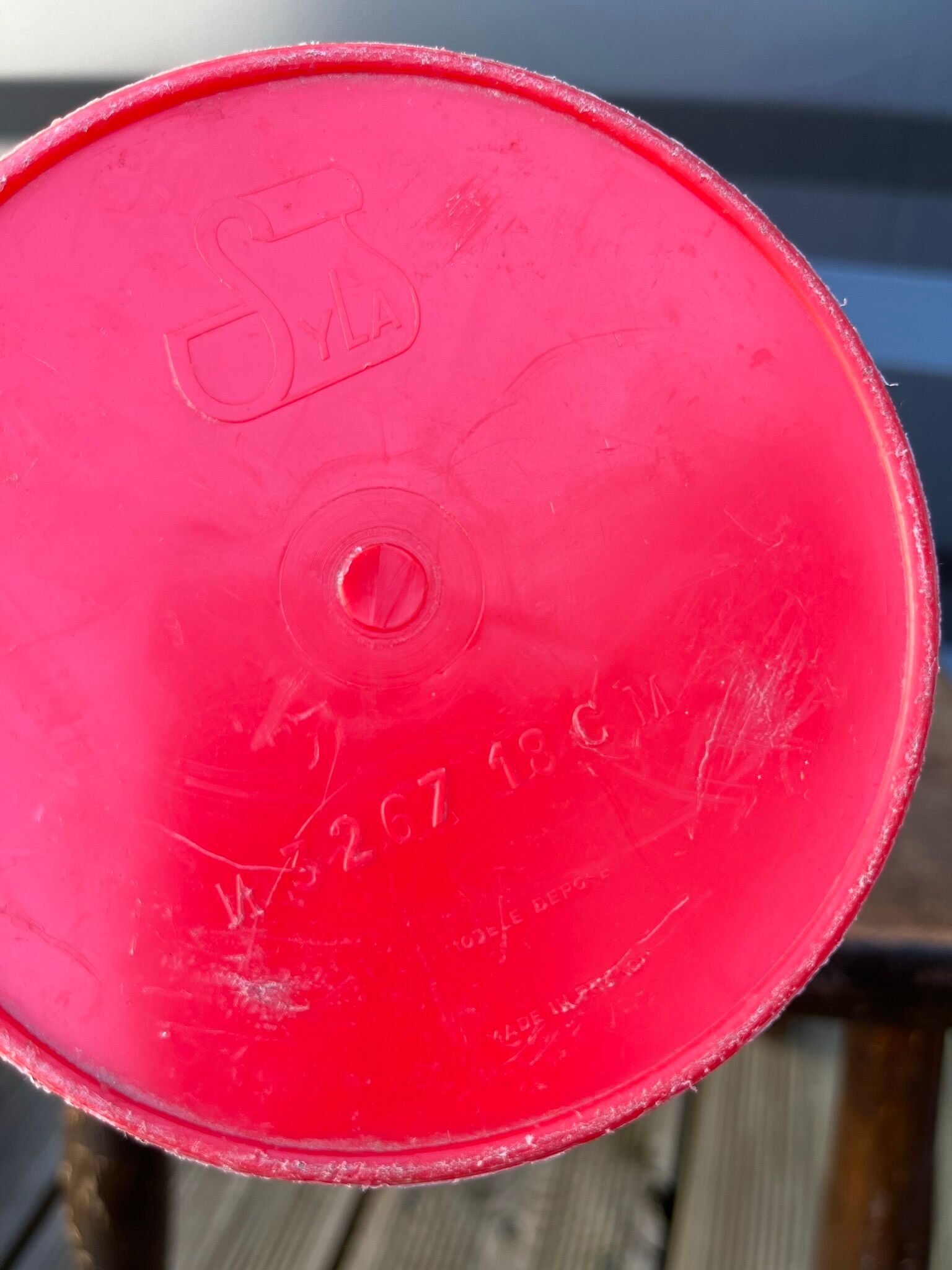Vintage red plastic pot cover 50s/60s