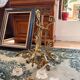 Lustre Bronze Ceiling Light Empire Return Egypt Ram 6 Lights Frosted Glass