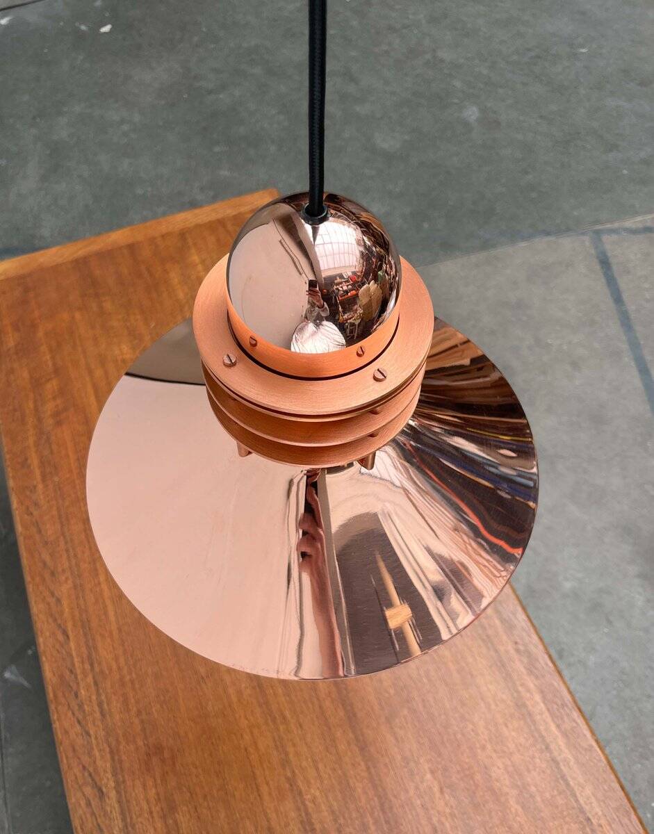 Vintage Copper Pendant Lamp Nyhavn by Alfred Homann and Ole V. Kjær for Louis Poulsen, 1980s