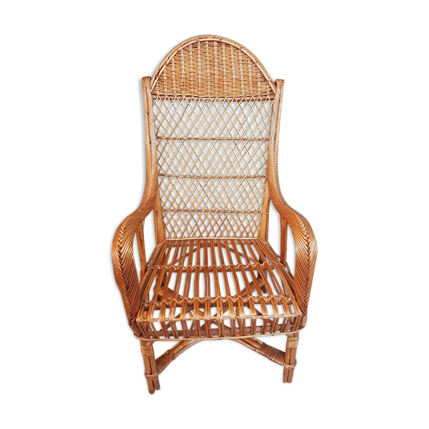 Old  Dutch Braided Wicker/Rattan Armchair.