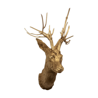 Trophy bust head chevreuil deer taxidermy gold gold