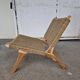 Pair of armchairs low solid wood and braided rope
