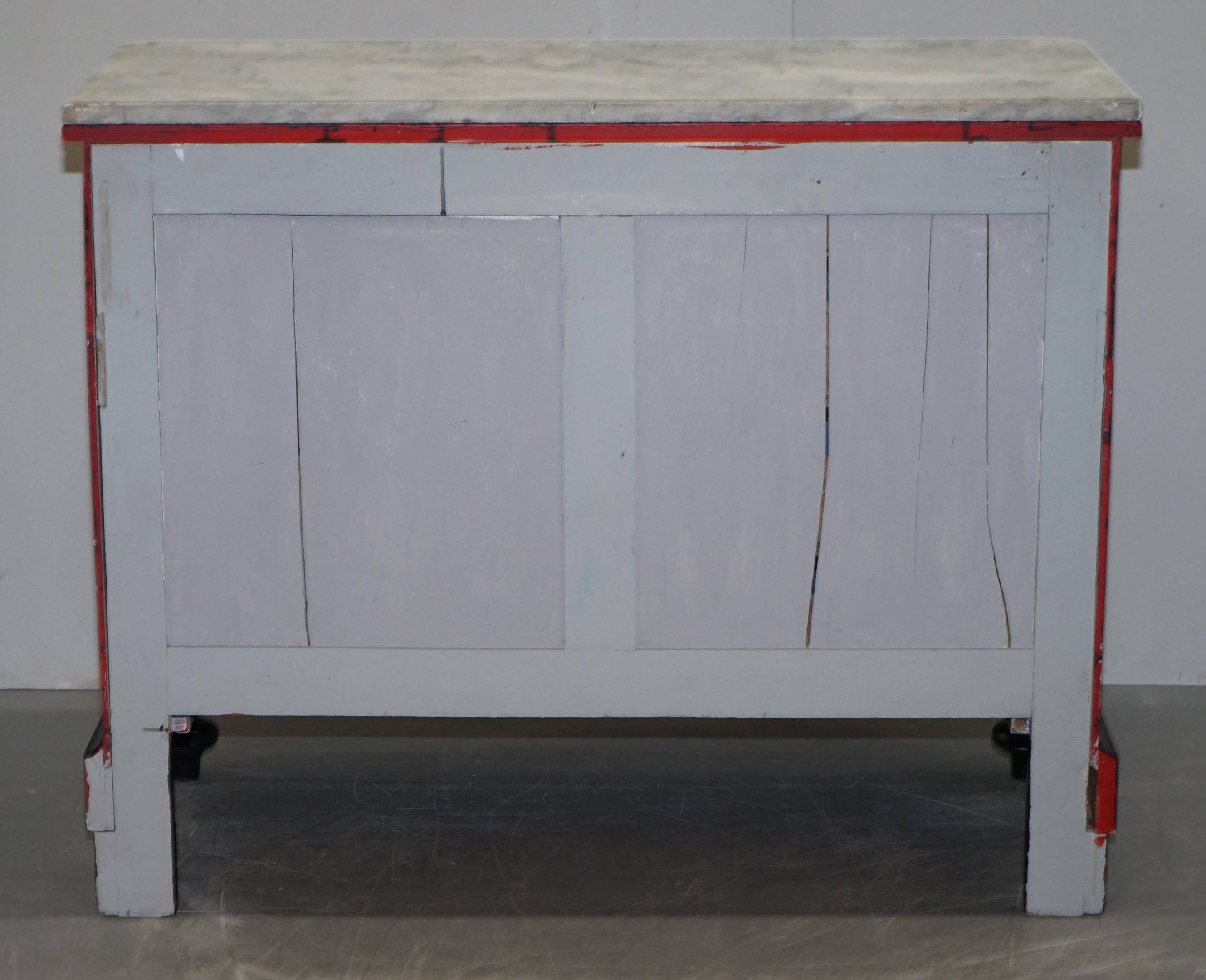 Victorian Commode with Tartan Upholstery and Marble Top