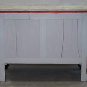 Commode Victorienne avec Revêtement Tartan et Plateau en Marbre