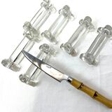 6 vintage glass knife holder year 60