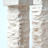 Set of 3 travertine column candlesticks Marble Art Marta, 70s