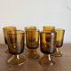 set of 7 tulip foot roller glasses Ibiza 1970 in large irregular glass