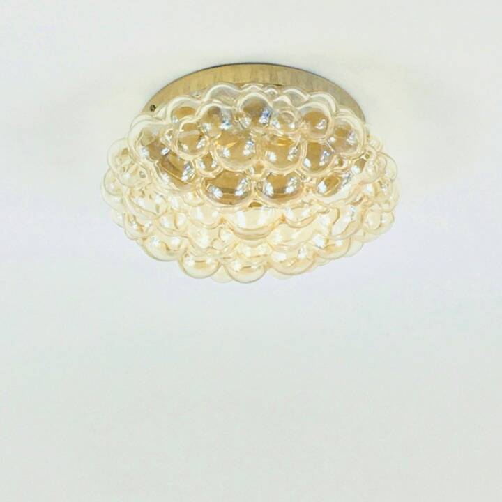 Large Mid-Century Amber Bubble Glass Ceiling Light by Helena Tynell, 1960s