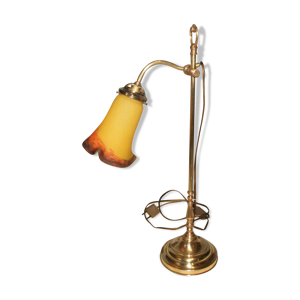 Lampe en bronze et tulipe en pate