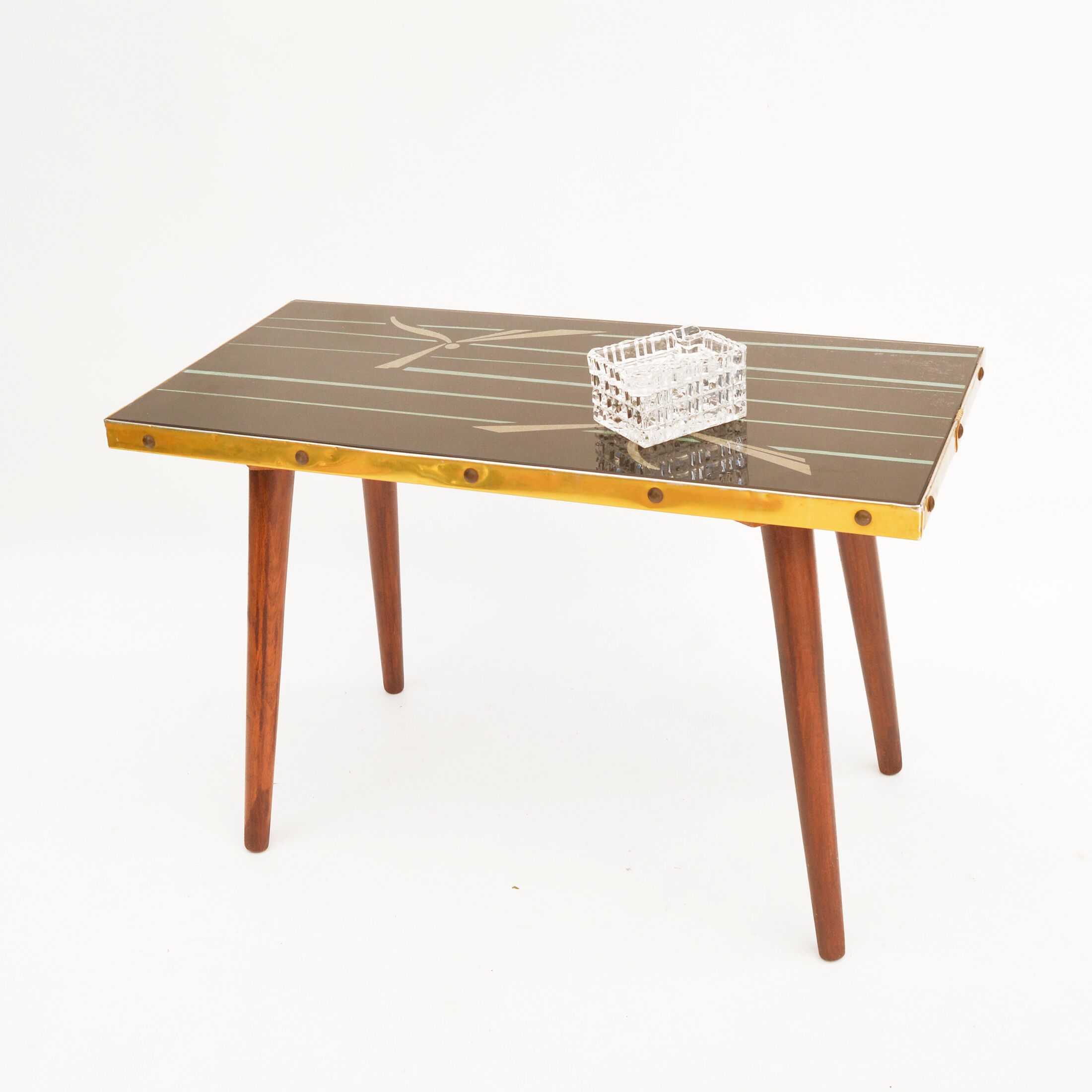 1980s crystal ashtray with cigarette case, Julia Glassworks, Poland