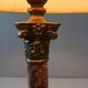 Large antique Empire style lamp in brown marble and bronze – heads of