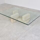 Vintage travertine coffee table Italy , 1970s