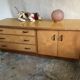 Cabinet low sideboard 1940-1960's in blond wood