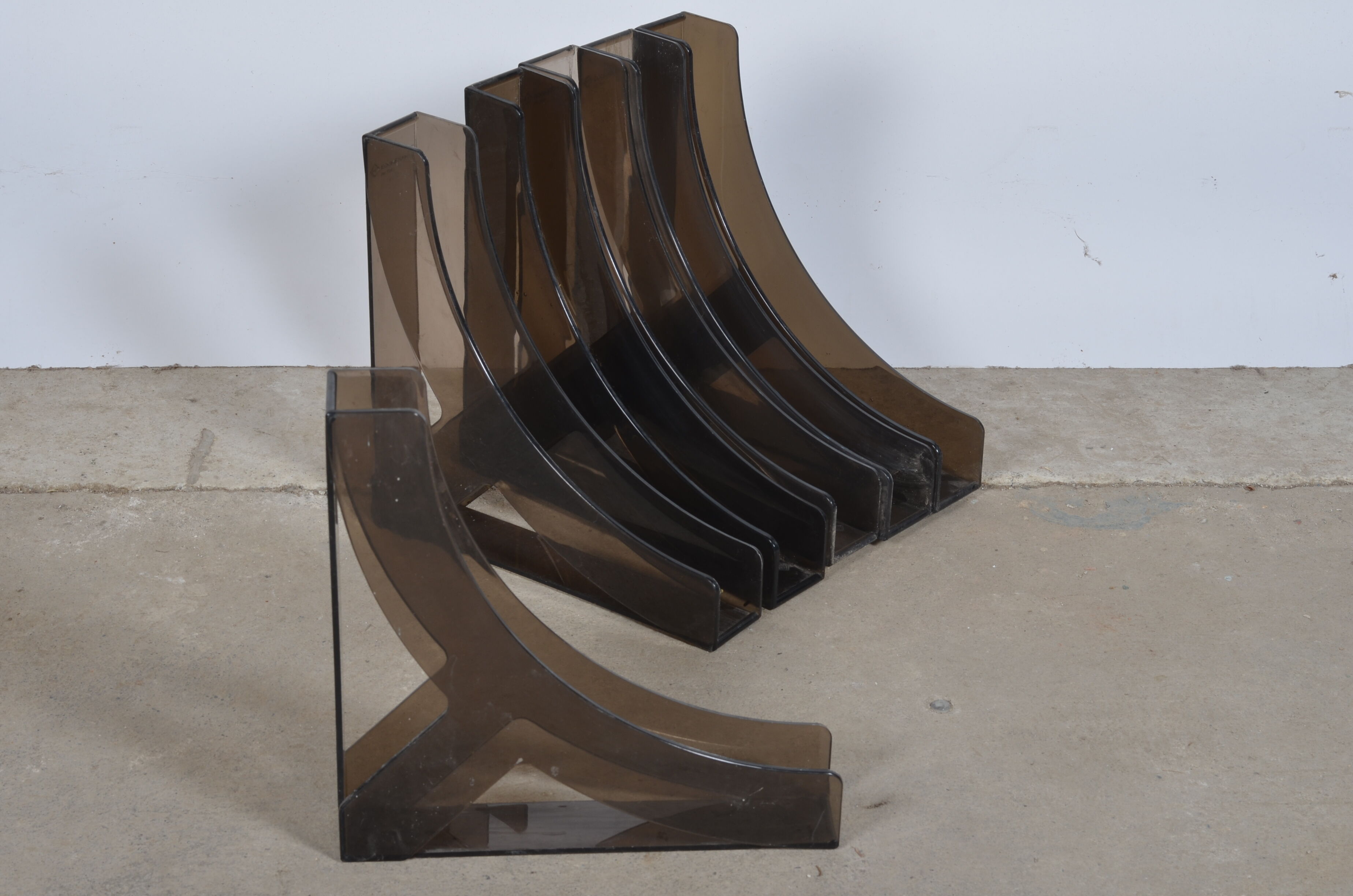 Boomerang plexiglass vinyl storage 1970