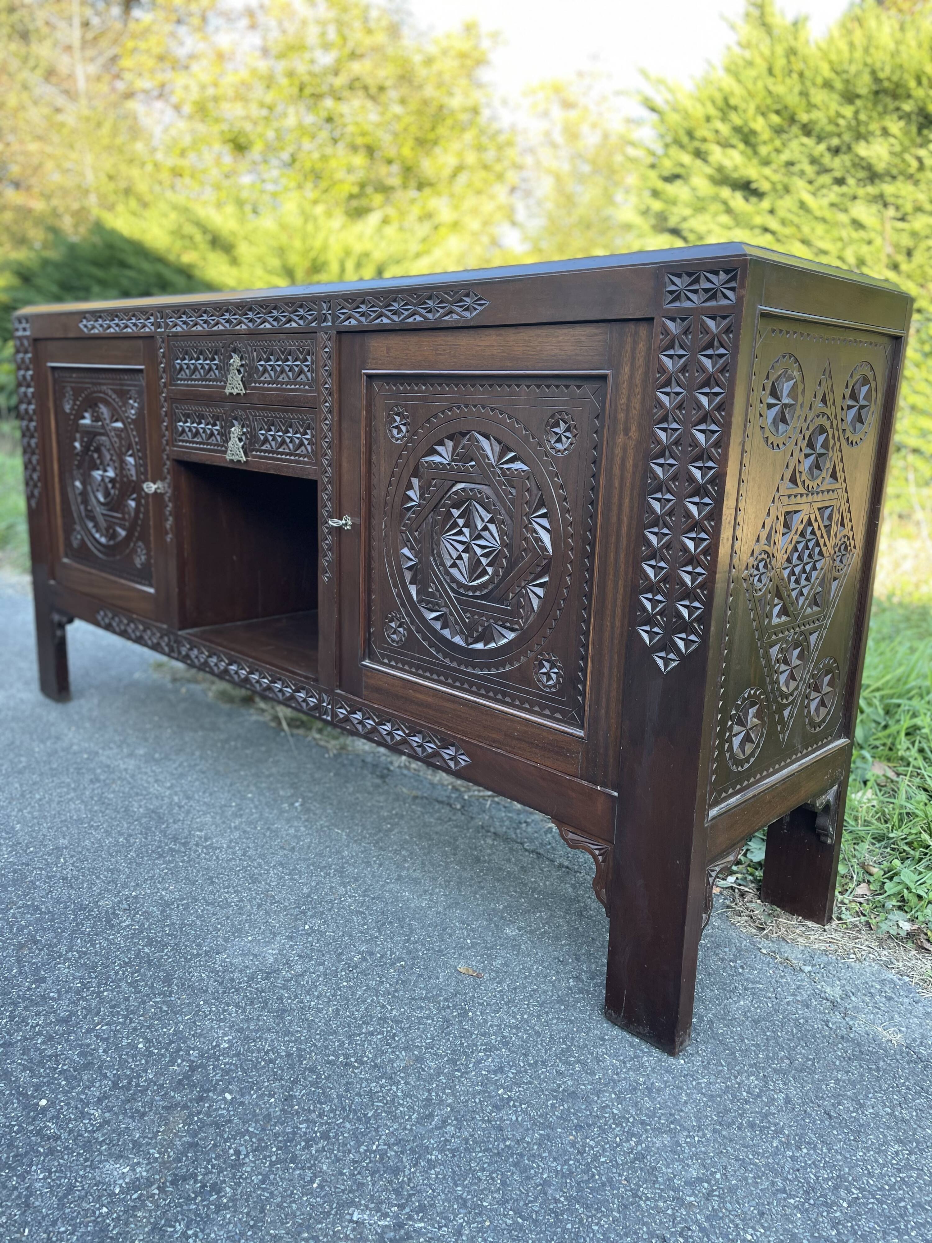 Enfilade buffet art deco brutalist furniture Morocco style dudouy