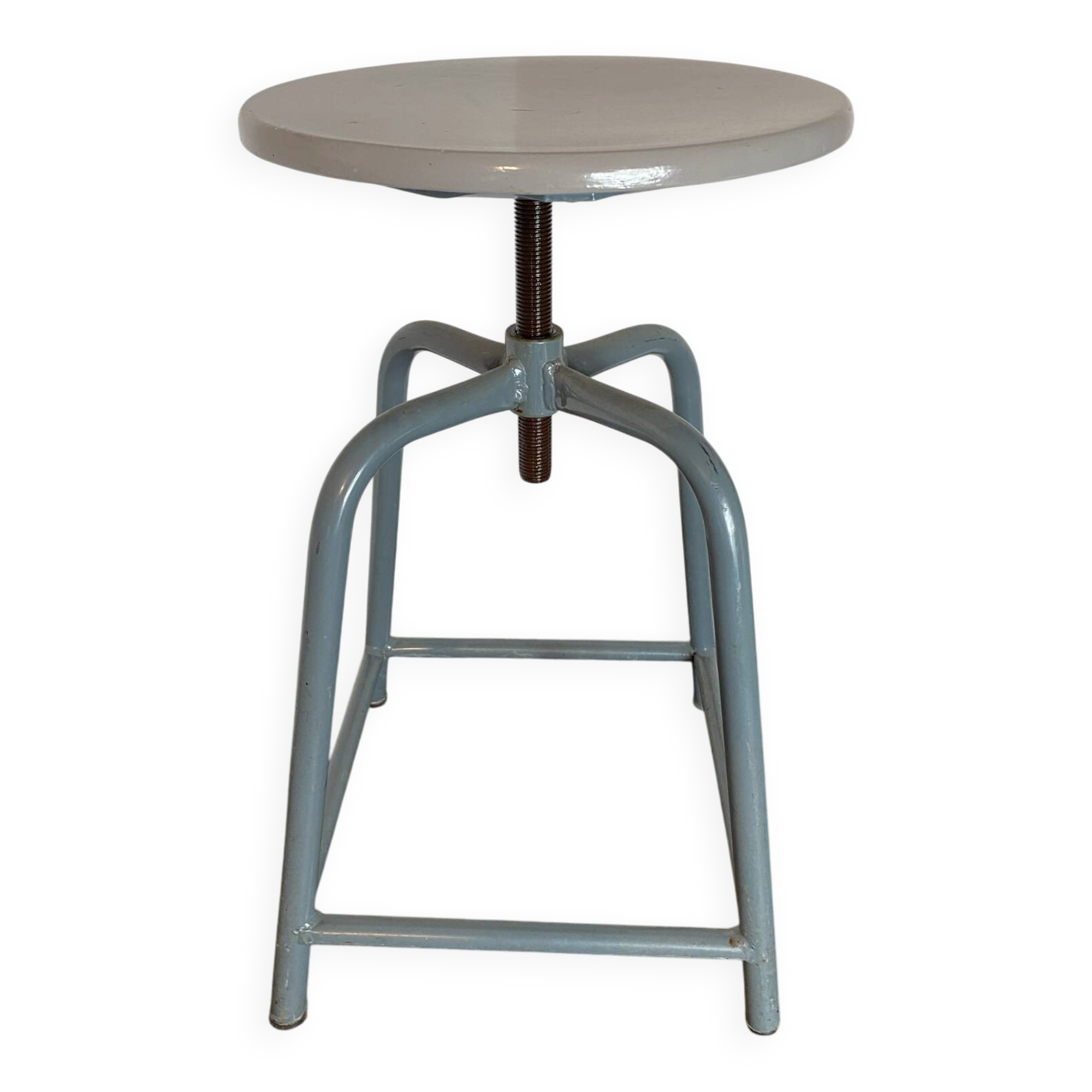 Adjustable height metal and wood workshop stool