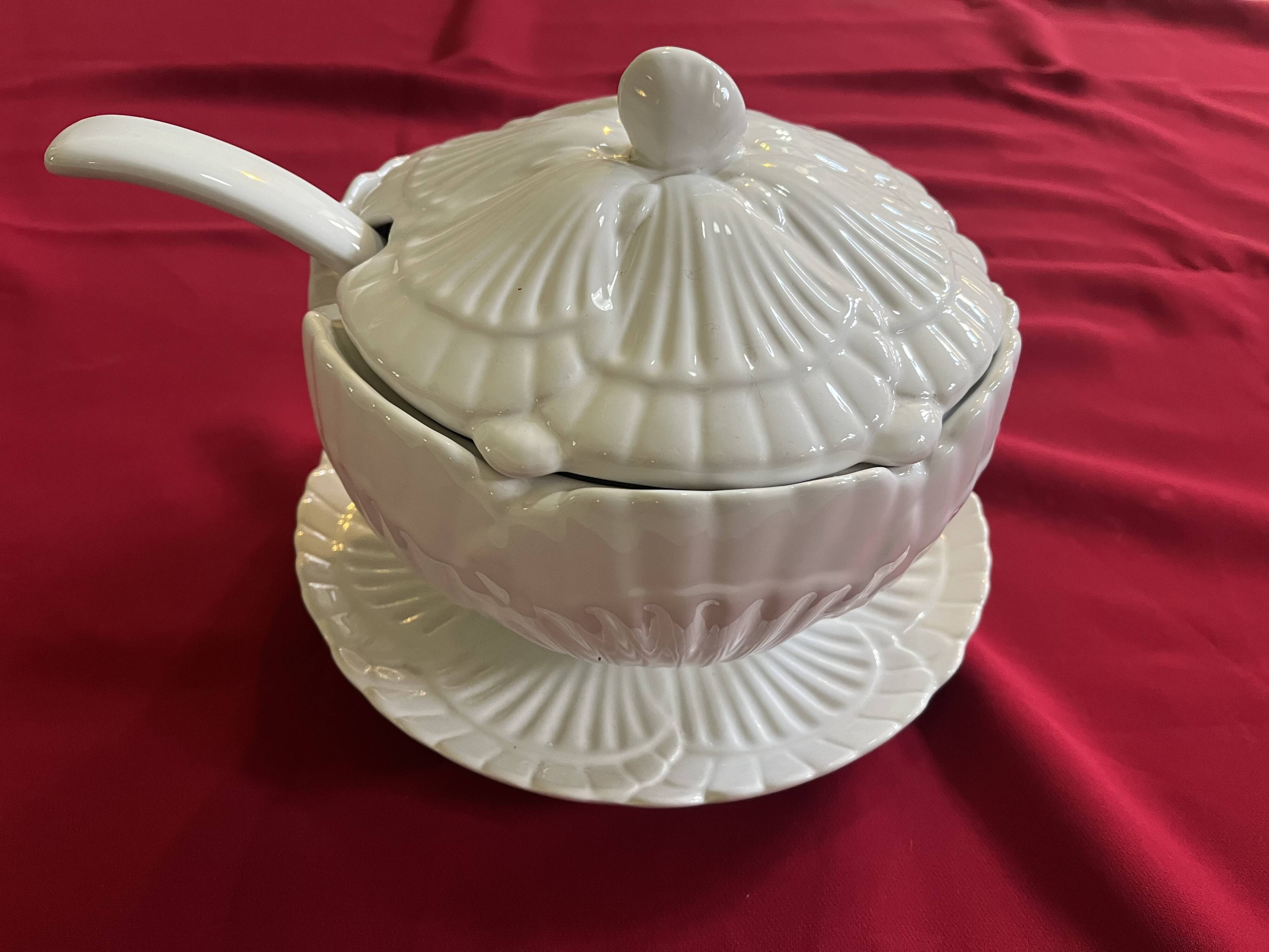 Barbotine Earthenware Shell Soup Tureen by Elpa Portugal, 1960s