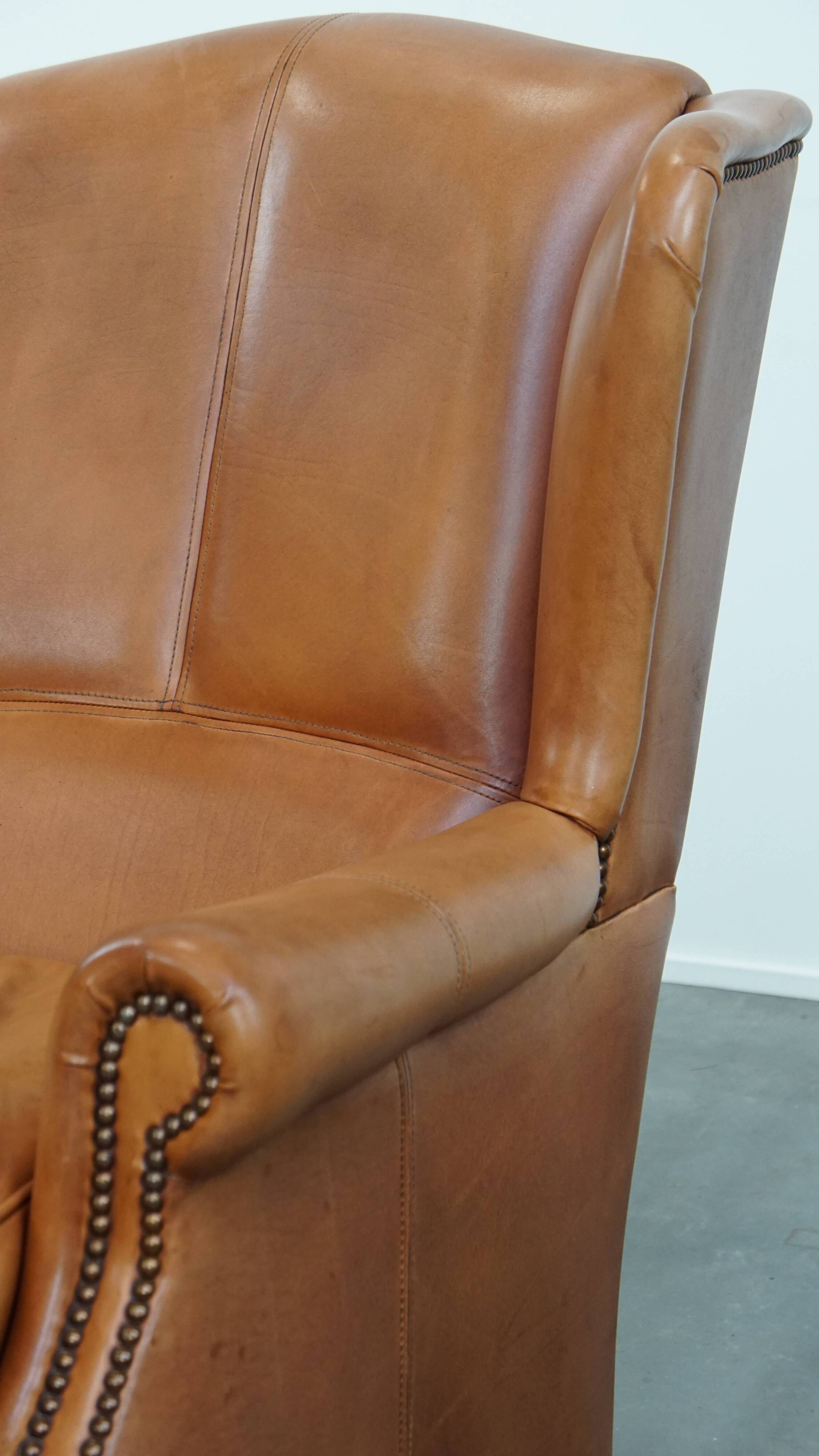 Wingback Chair Made of Cowhide Leather
