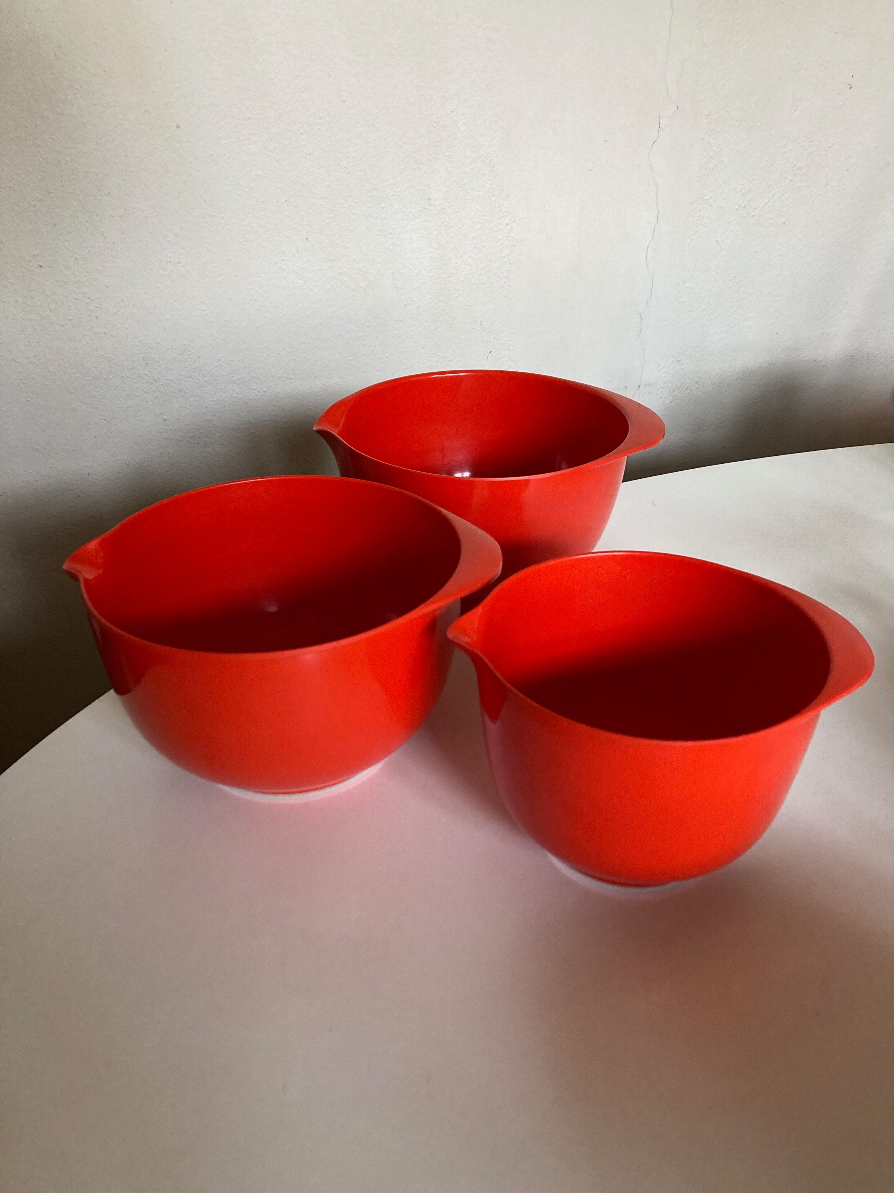 Set of 3 pull-out salad bowls Rosti Denmark Scandinavian design 1970