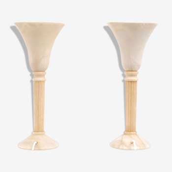 Lampes de table grecques classiques en albâtre des années 1970 Espagne