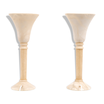 Classical Greek Alabaster Table Lamps 1970s Spain