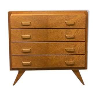 Vintage three-drawer chest of drawers with compass feet