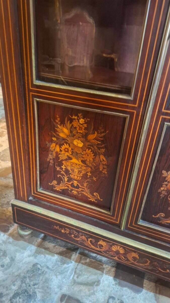 Napoleon III marquetry display cabinet