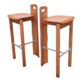 80's design solid wood high stools