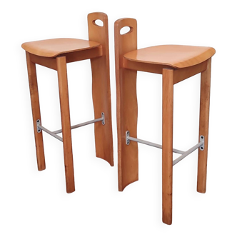 80's design solid wood high stools