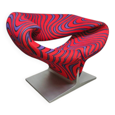 Fauteuil Ribbon vintage design néerlandais Pierre Paulin Artifort 'tissu psychédélique Jack Lenor Larsen'