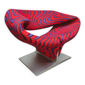 Fauteuil Ribbon vintage design néerlandais Pierre Paulin Artifort 'tissu psychédélique Jack Lenor Larsen'