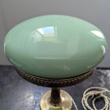 Antique Second Empire Napoleon III table lamp, 1870, brass and opaline glass