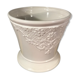 Cache pot plants ceramics drawing flowers decoration marking vintage