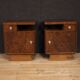 Pair of Italian nightstands in walnut and burl