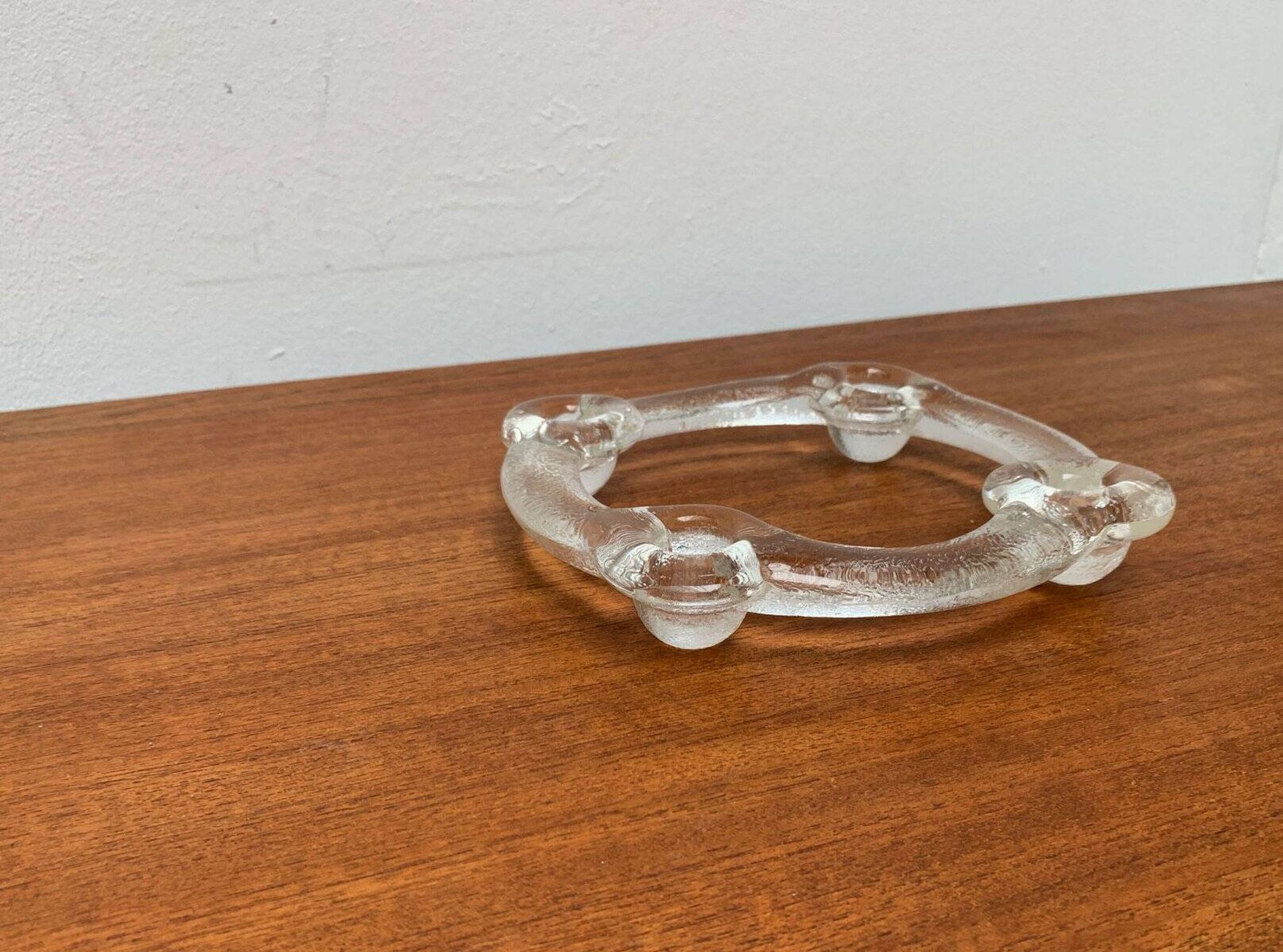Swedish glass candle holder ring from Pukeberg, 1970s