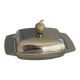 Vintage silver-plated butter dish with golden hazelnut - retro elegance