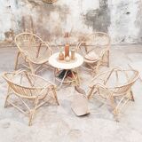 Rattan armchairs and table