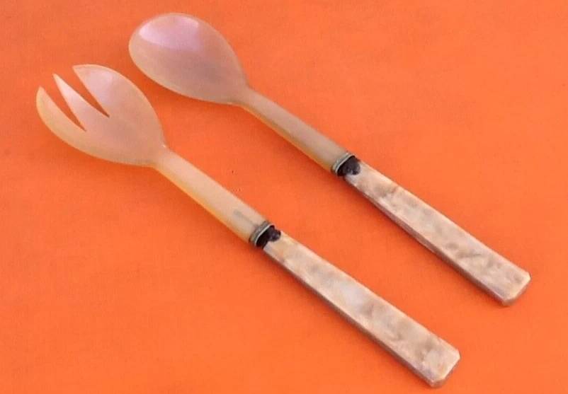 1930s Art Deco Salad Bowl/Lamb Carving Set Sauzedde Cutlery