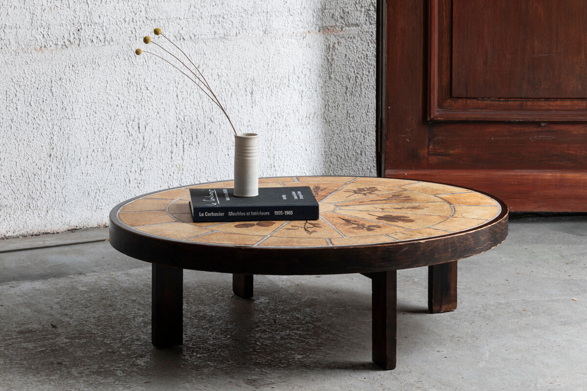 Coffee table by Roger Capron, oval design, France, 1960s