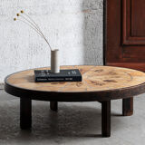 Table basse de Roger Capron, design ovale, France, années 1960