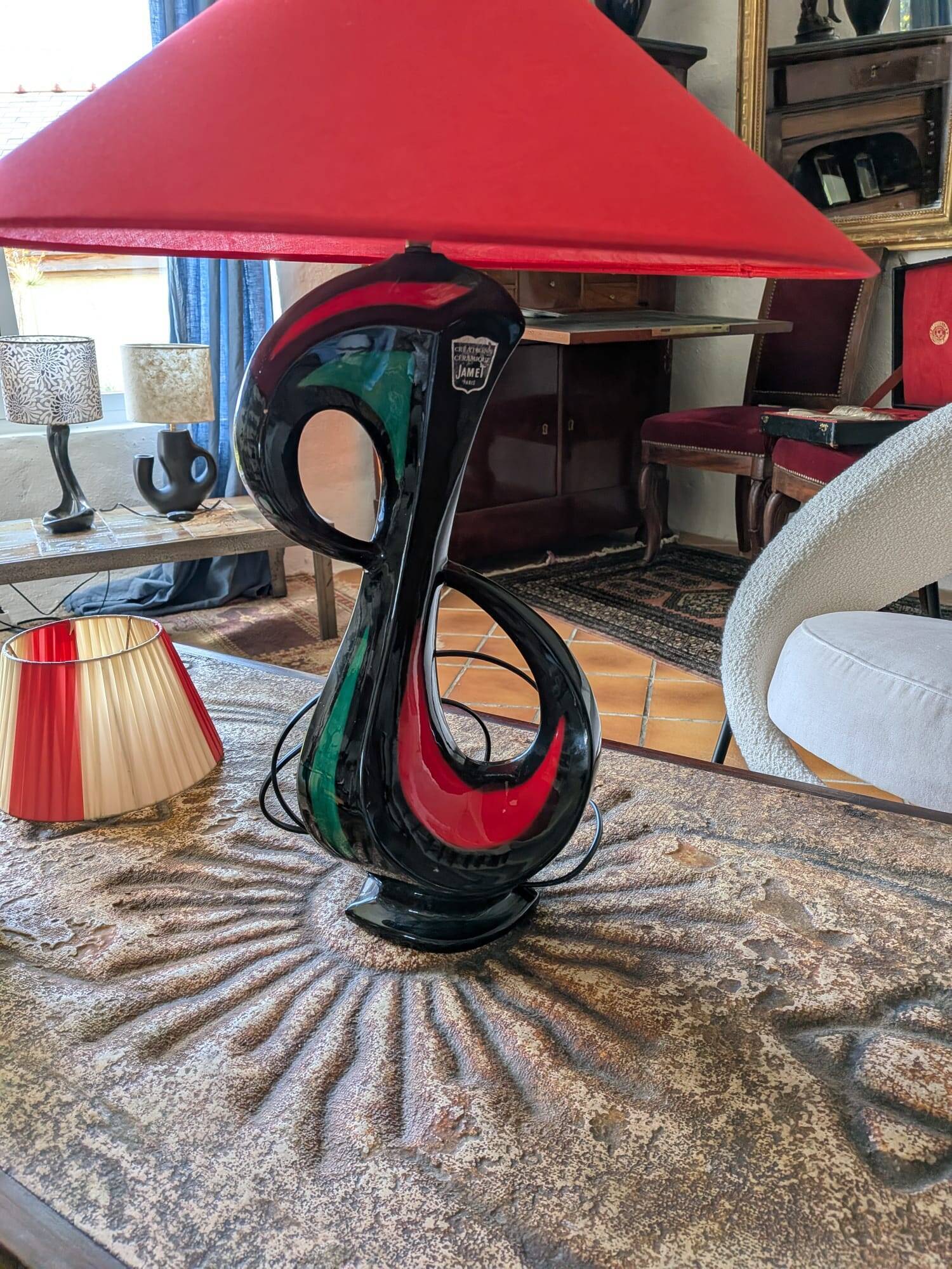 Large modernist lamp "Jamet Paris" in vintage ceramic