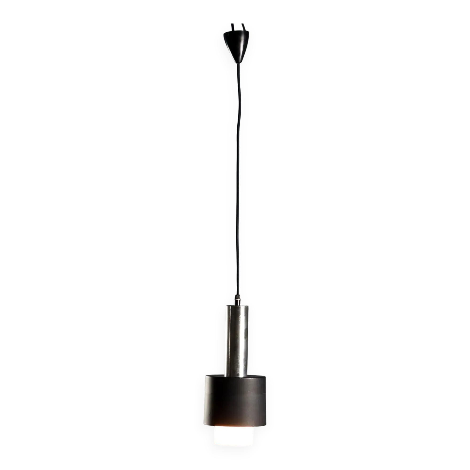 Vintage aluminium and glass chandelier, design, Italy, 1960s