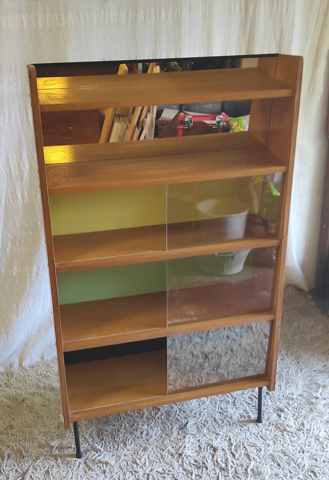 Modernist wooden library attributed to Pierre Guariche - 50s/60s