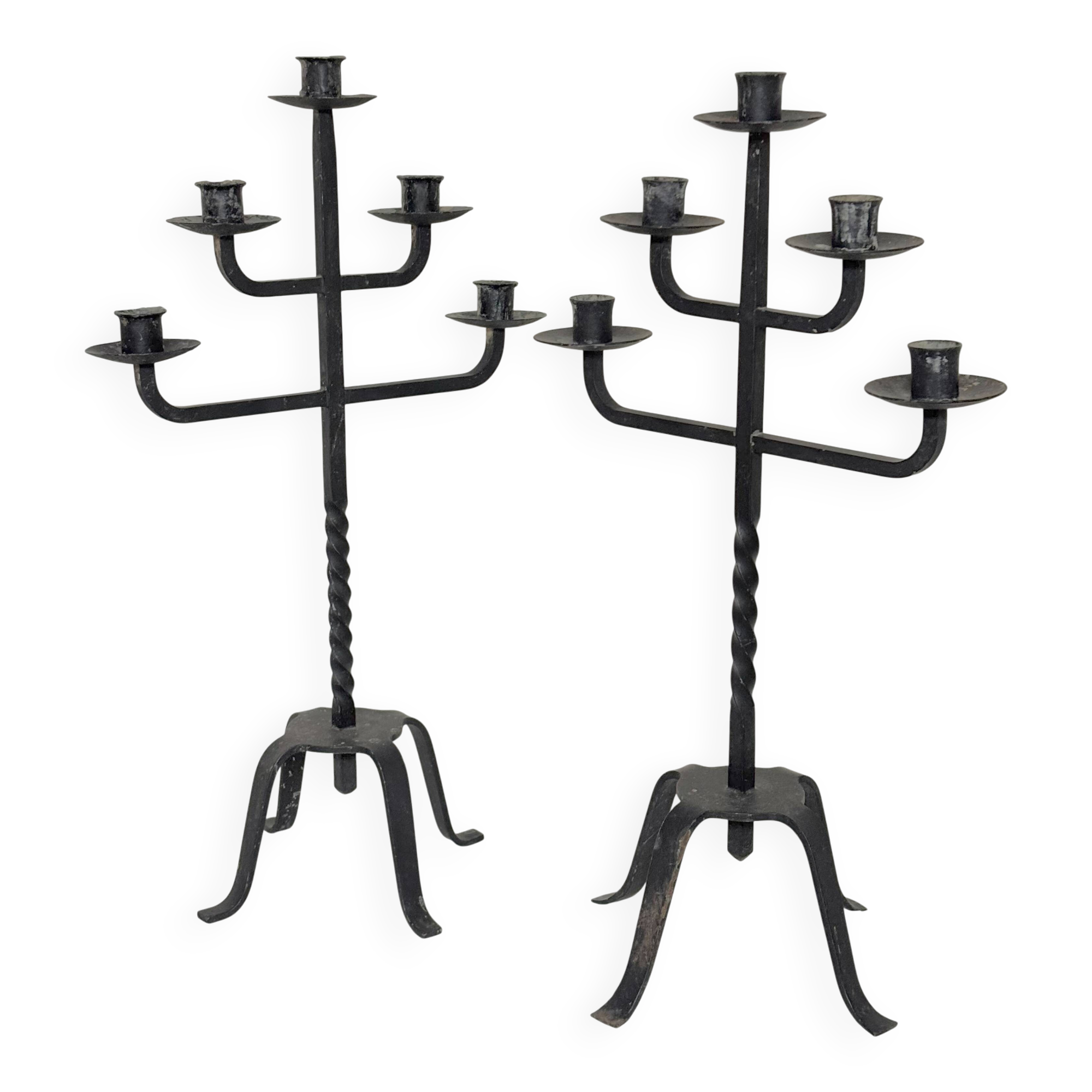 Pair of large iron candlesticks 1950
