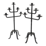Pair of large iron candlesticks 1950