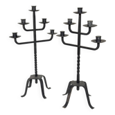 Pair of large iron candlesticks 1950