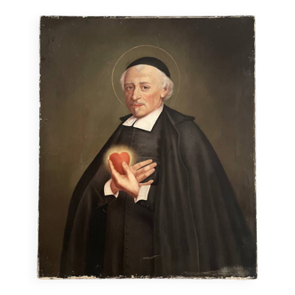 Large portrait of Saint Jean Eudes oil on canvas 19th C.