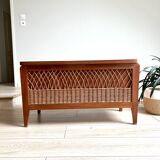Coffre à jouet en bois et rotin