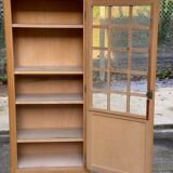 Parisian glass-fronted wardrobe in light wood from the 1960s.